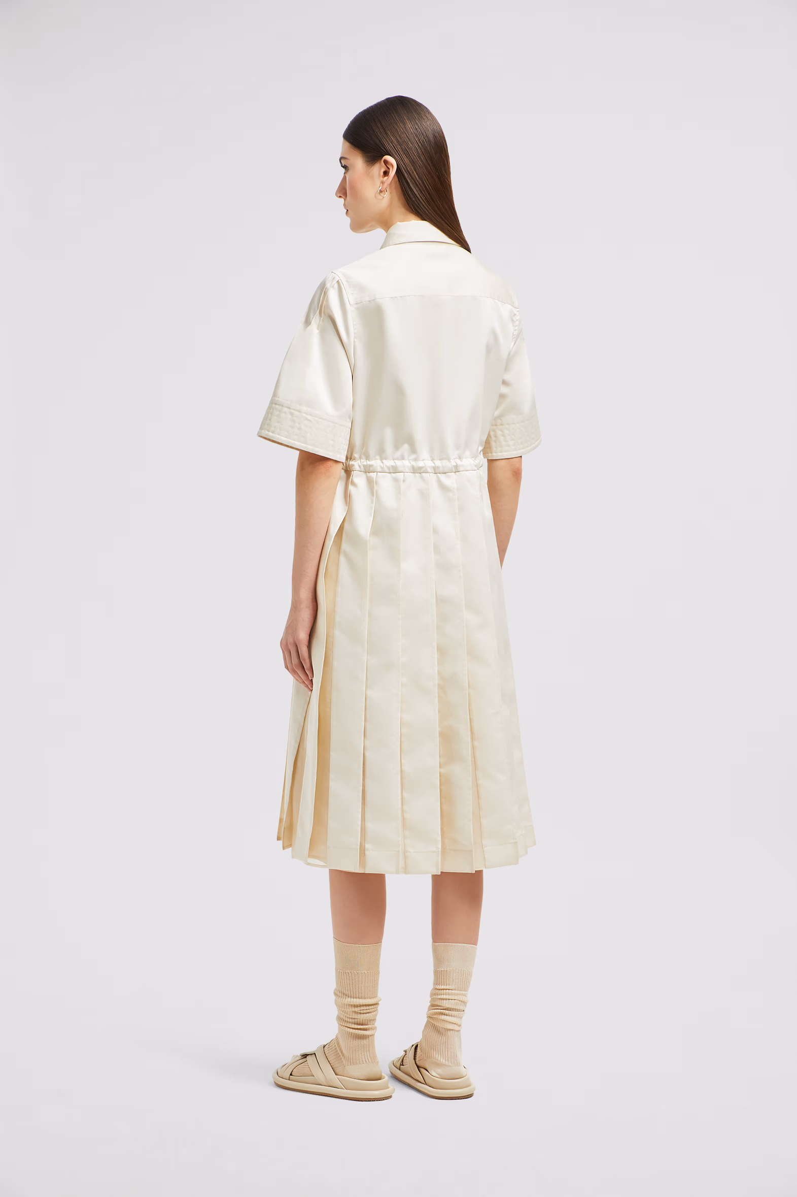 Cotton & Silk Midi Shirt Dress Women White Ivory Moncler 5